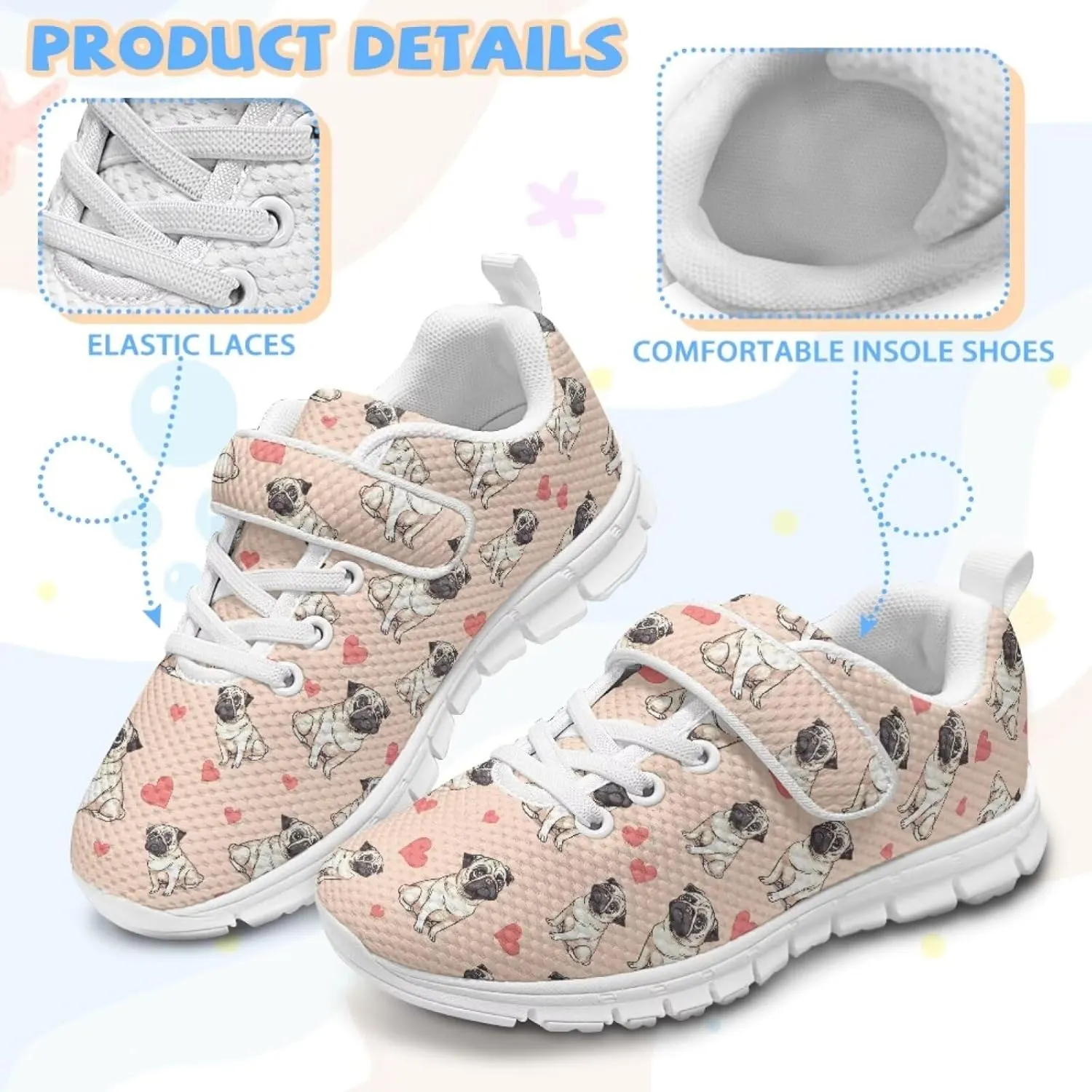 Kids' Dog Athletic Sneaker for Girls Boys Running Hiking Sneaker Tennis Fitness Training Shoes