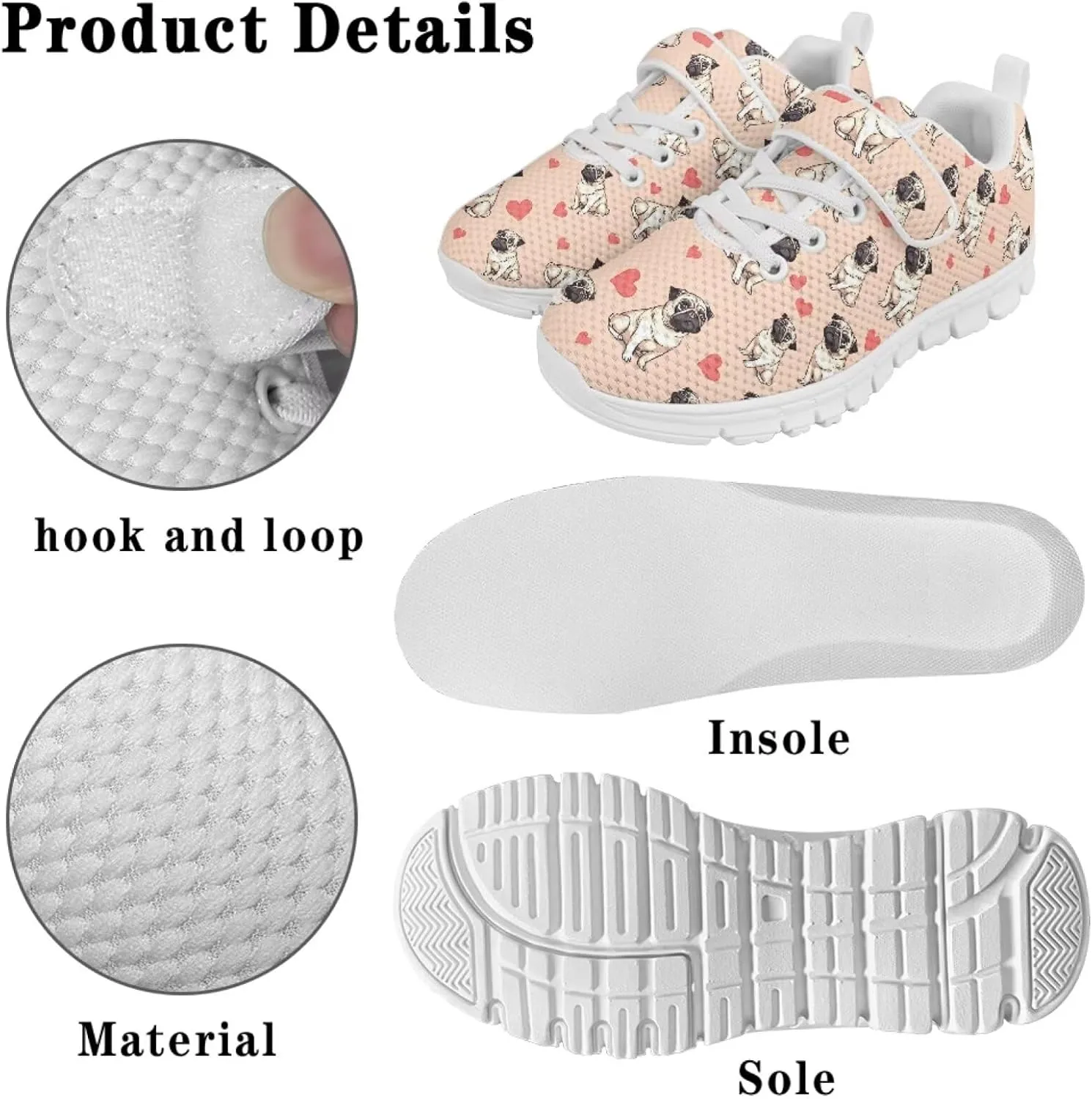 Kids' Dog Athletic Sneaker for Girls Boys Running Hiking Sneaker Tennis Fitness Training Shoes