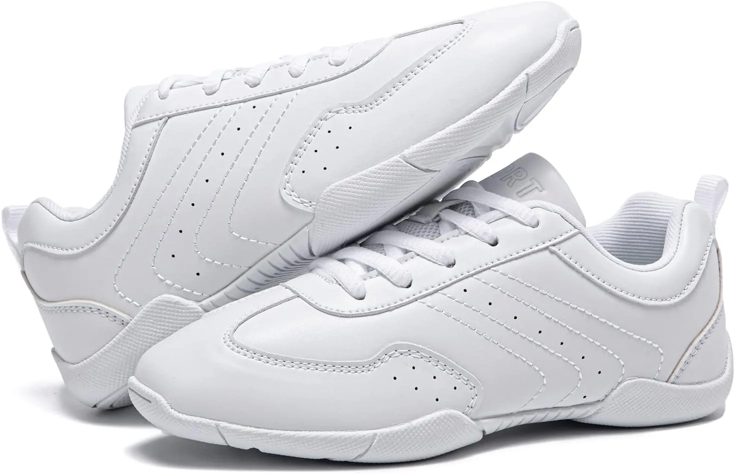 LANDHIKER Girls Cheer Shoes White Cheerleading Shoes Dance Athletic Training Tennis Breathable Youth Dancing Lightweight Competition Comfortable Cheer Sneakers
