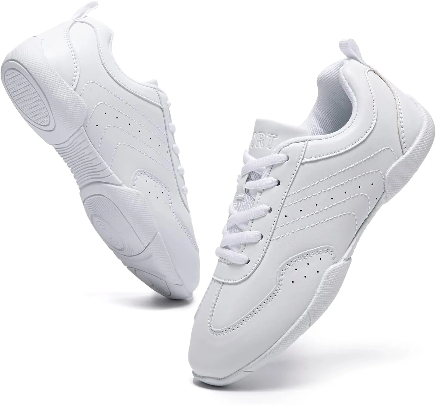 LANDHIKER Girls Cheer Shoes White Cheerleading Shoes Dance Athletic Training Tennis Breathable Youth Dancing Lightweight Competition Comfortable Cheer Sneakers