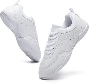 LANDHIKER Girls Cheer Shoes White Cheerleading Shoes Dance Athletic Training Tennis Breathable Youth Dancing Lightweight Competition Comfortable Cheer Sneakers