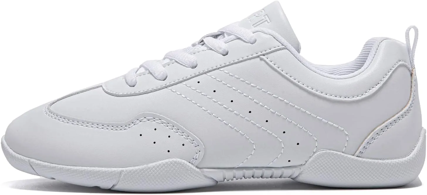 LANDHIKER Girls Cheer Shoes White Cheerleading Shoes Dance Athletic Training Tennis Breathable Youth Dancing Lightweight Competition Comfortable Cheer Sneakers