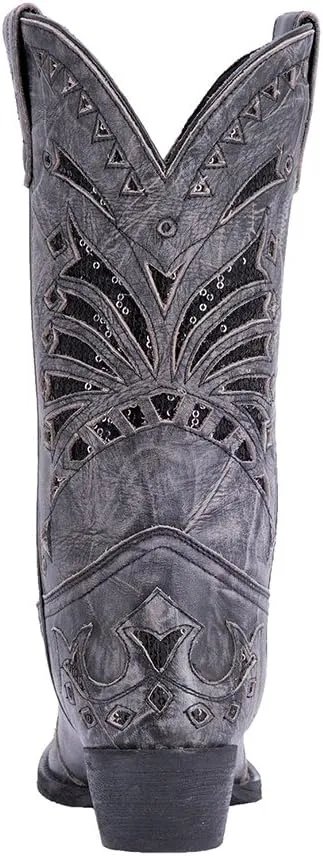 Laredo Womens Stevie Tooled-Inlay Snip Toe Dress Boots Mid Calf Mid Heel 2-3" - Black