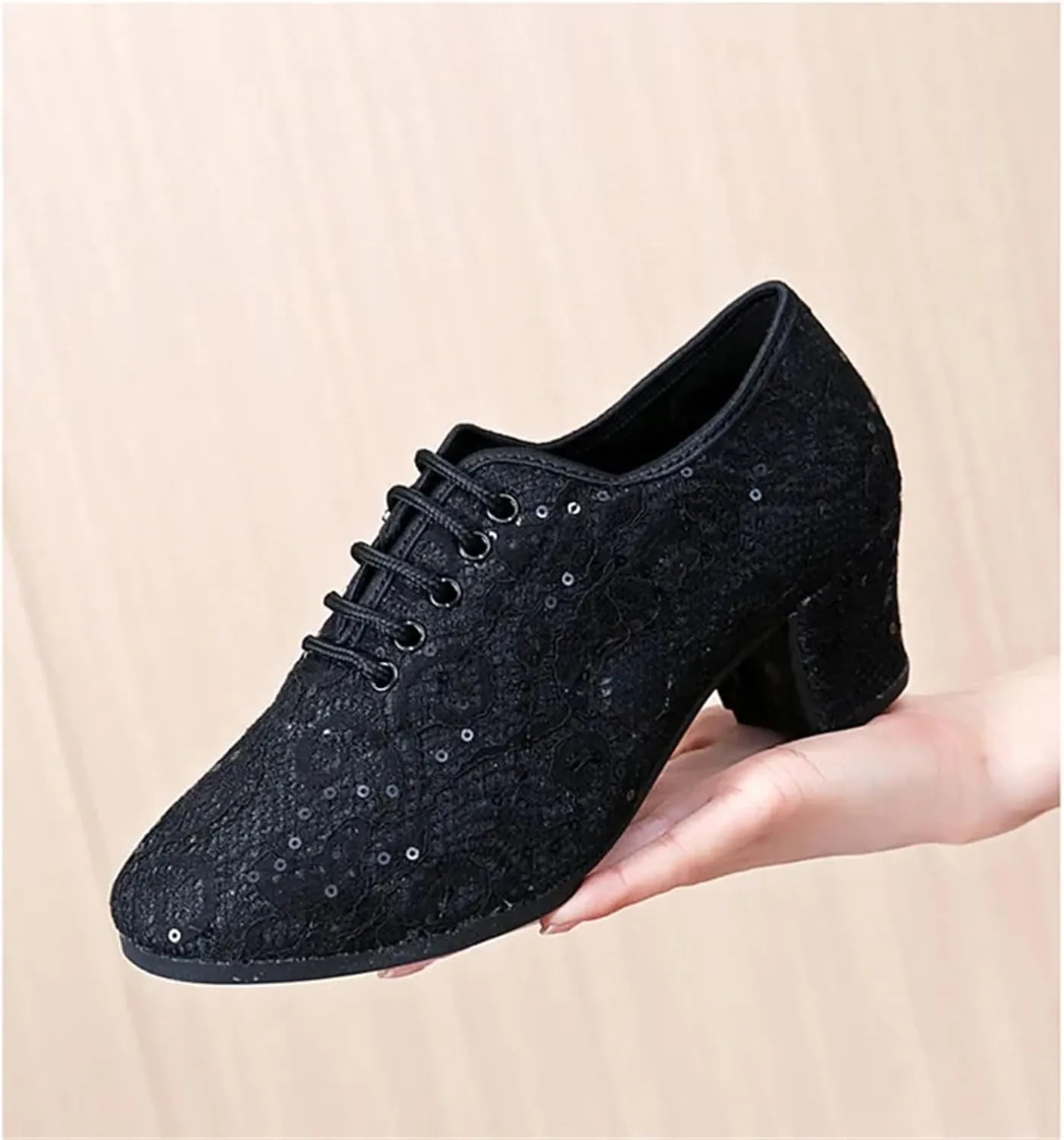 Latin Dance Shoes for Women Sequin Women Ballroom Tango Salsa Latin Dance Shoes Oxford Teacher Shoes Sneakers Heel(White 55mm Outdoor,Size 36-220mm)