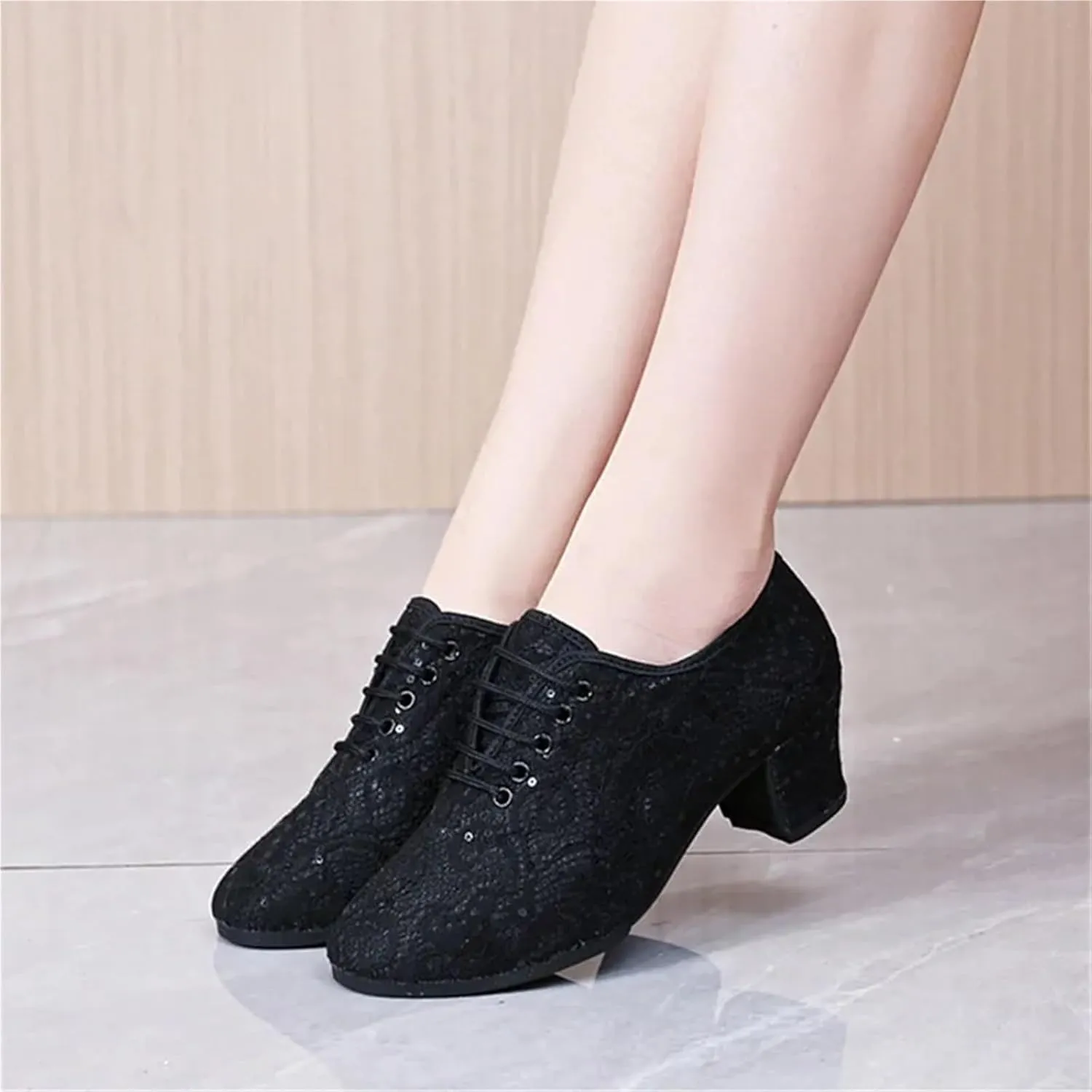 Latin Dance Shoes for Women Sequin Women Ballroom Tango Salsa Latin Dance Shoes Oxford Teacher Shoes Sneakers Heel(White 55mm Outdoor,Size 36-220mm)