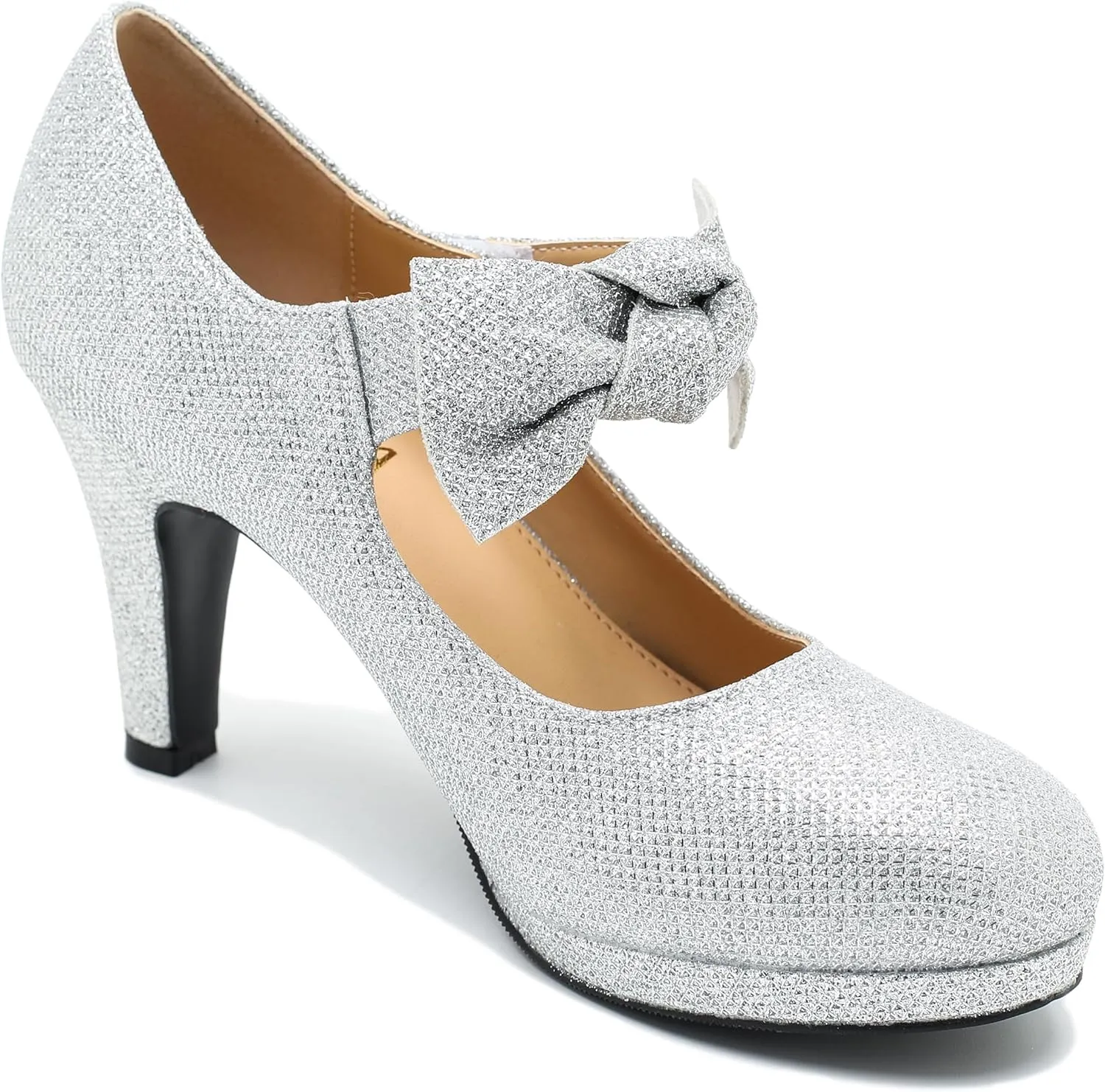 LIURUIJIA Women's Bow Platform Heels Mary Jane Pumps Ladies Sexy Cute Dressy Shoes for Wedding Work Party