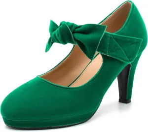 LIURUIJIA Women's Bow Platform Heels Mary Jane Pumps Ladies Sexy Cute Dressy Shoes for Wedding Work Party