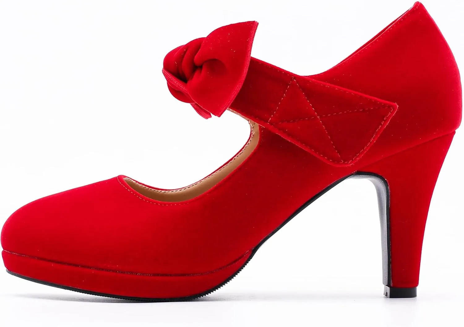 LIURUIJIA Women's Bow Platform Heels Mary Jane Pumps Ladies Sexy Cute Dressy Shoes for Wedding Work Party