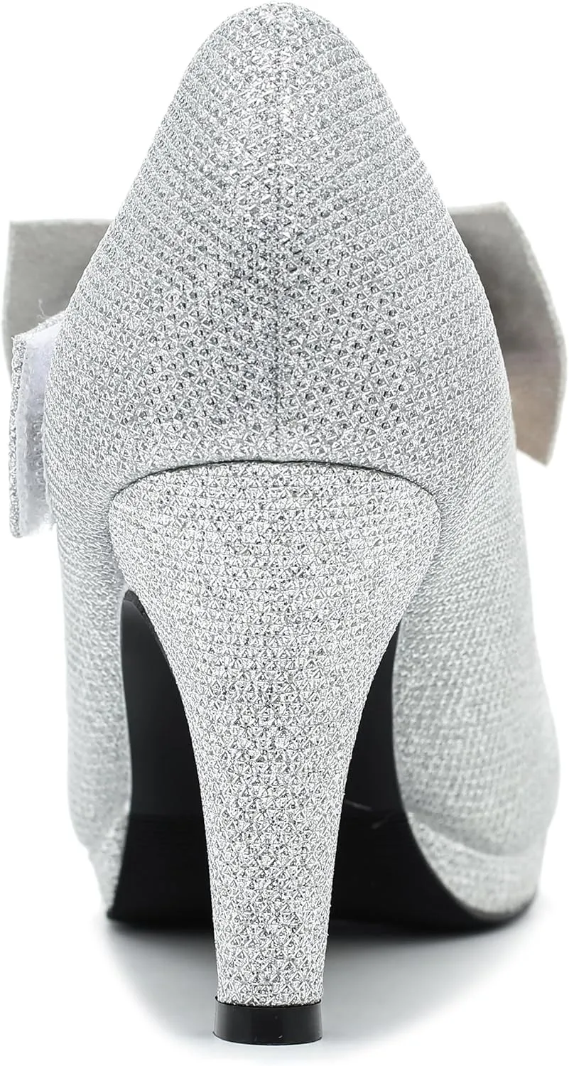LIURUIJIA Women's Bow Platform Heels Mary Jane Pumps Ladies Sexy Cute Dressy Shoes for Wedding Work Party