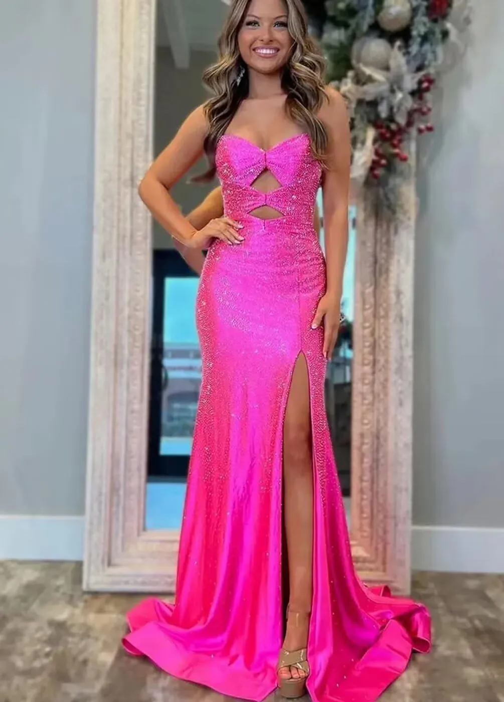Long Homecoming Dresses Mermaid Prom Dresses Bridesmaid Formal Satin Cocktail Party Gown for Women Teens