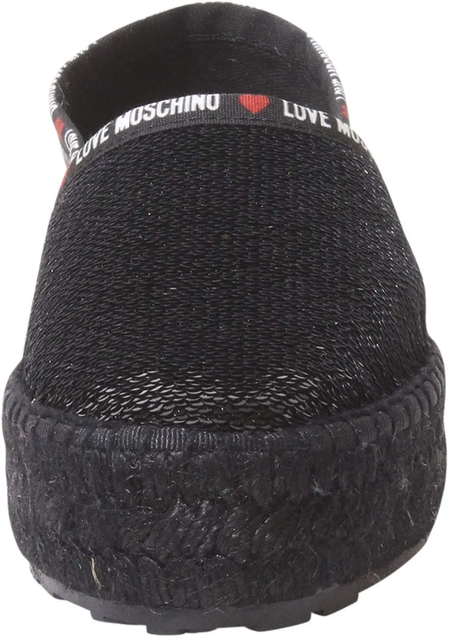 Love Moschino Women's Espadrilles Platform Shoes Sequins Black