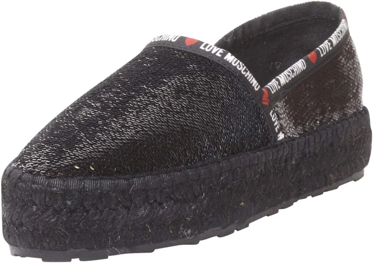 Love Moschino Women's Espadrilles Platform Shoes Sequins Black