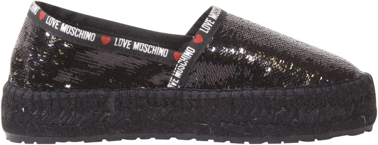 Love Moschino Women's Espadrilles Platform Shoes Sequins Black