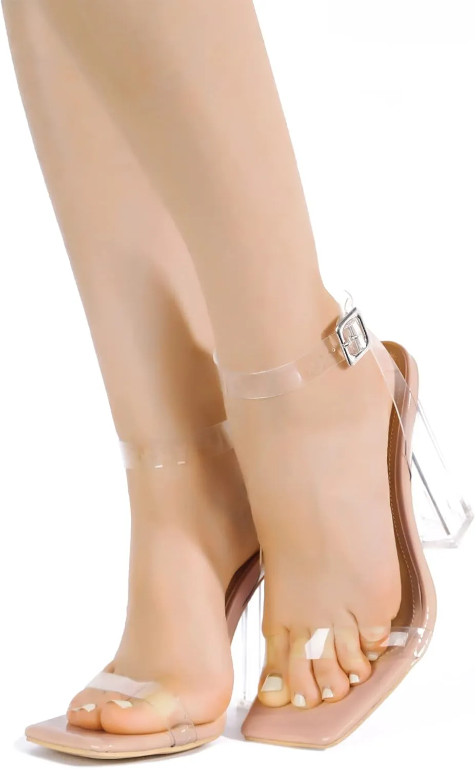 Lula Clear Square Toe Block High Heels (Lula)
