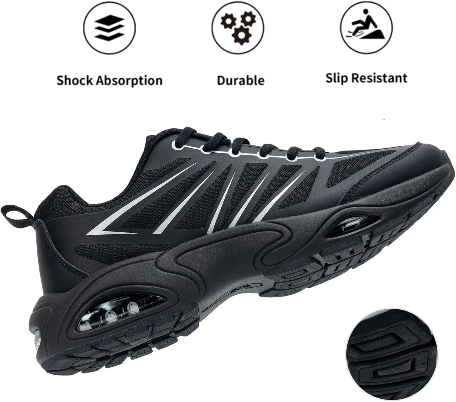 Mens Running Shoes Tennis Walking Sneaker Air Cushion Slip on Shoes for Gym Jogging Fitness Size 8-13