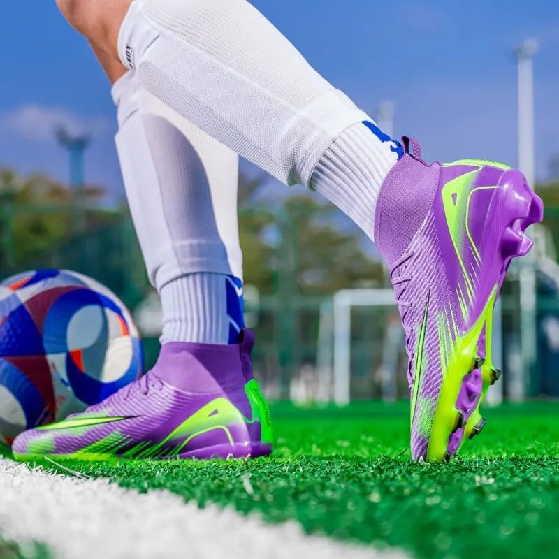 Men's Soccer Cleats Football Cleats for Mens Big Boys High-Top Non-Slip Spikes Shoes for Youth Professional Training Turf Indoor Outdoor Sneaker