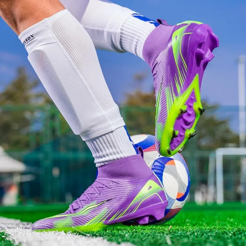 Men's Soccer Cleats Football Cleats for Mens Big Boys High-Top Non-Slip Spikes Shoes for Youth Professional Training Turf Indoor Outdoor Sneaker