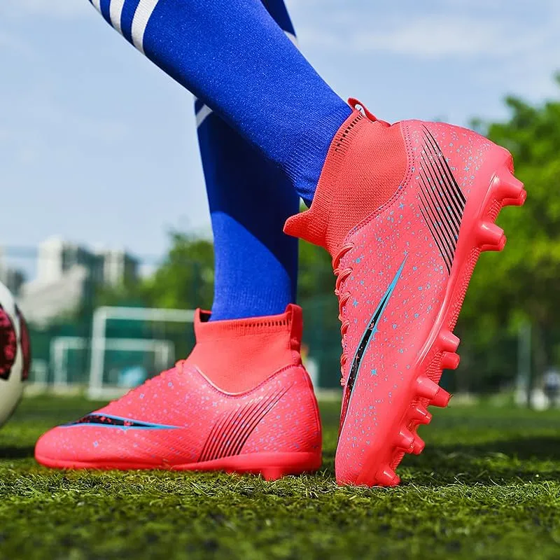 Men's Womens Soccer Shoes Football Cleats High-Tops Lace-Up Non-Slip Spikes Indoor Outdoor Sports Athletic Baseball Lacrosse Sneaker