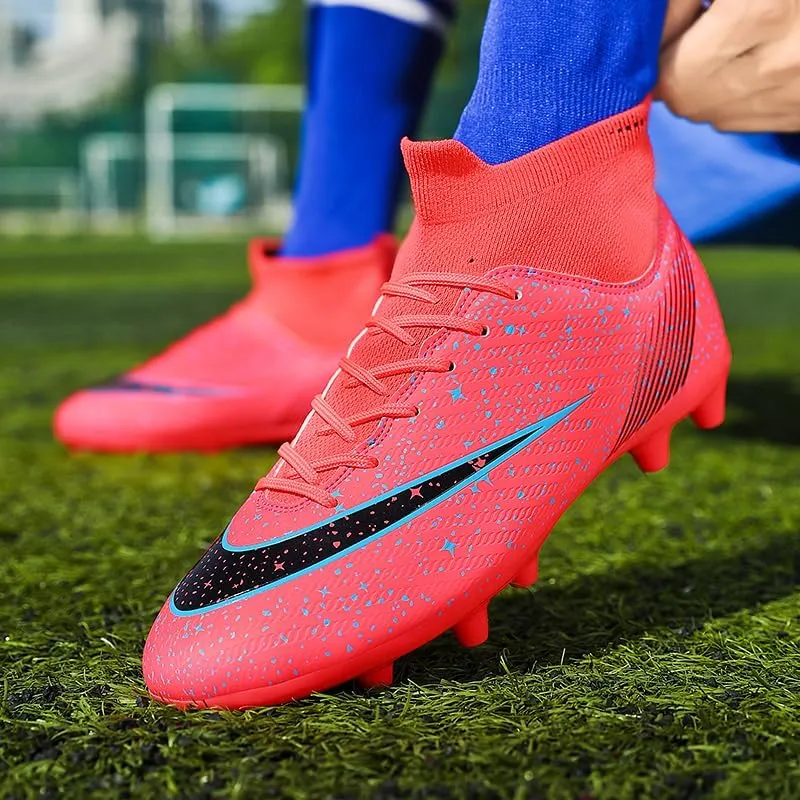 Men's Womens Soccer Shoes Football Cleats High-Tops Lace-Up Non-Slip Spikes Indoor Outdoor Sports Athletic Baseball Lacrosse Sneaker