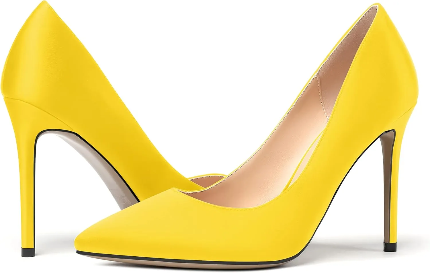 MERRORI Womens Pionted Toe Satin Solid Dress Elegant Evening Slip On Stiletto High Heel Pumps Shoes 4 Inch