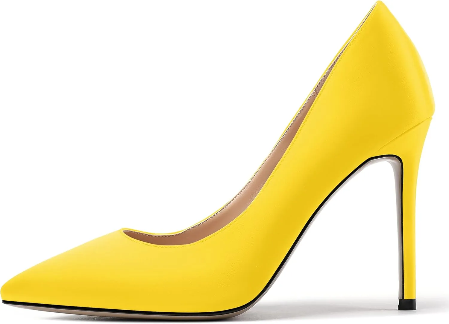 MERRORI Womens Pionted Toe Satin Solid Dress Elegant Evening Slip On Stiletto High Heel Pumps Shoes 4 Inch