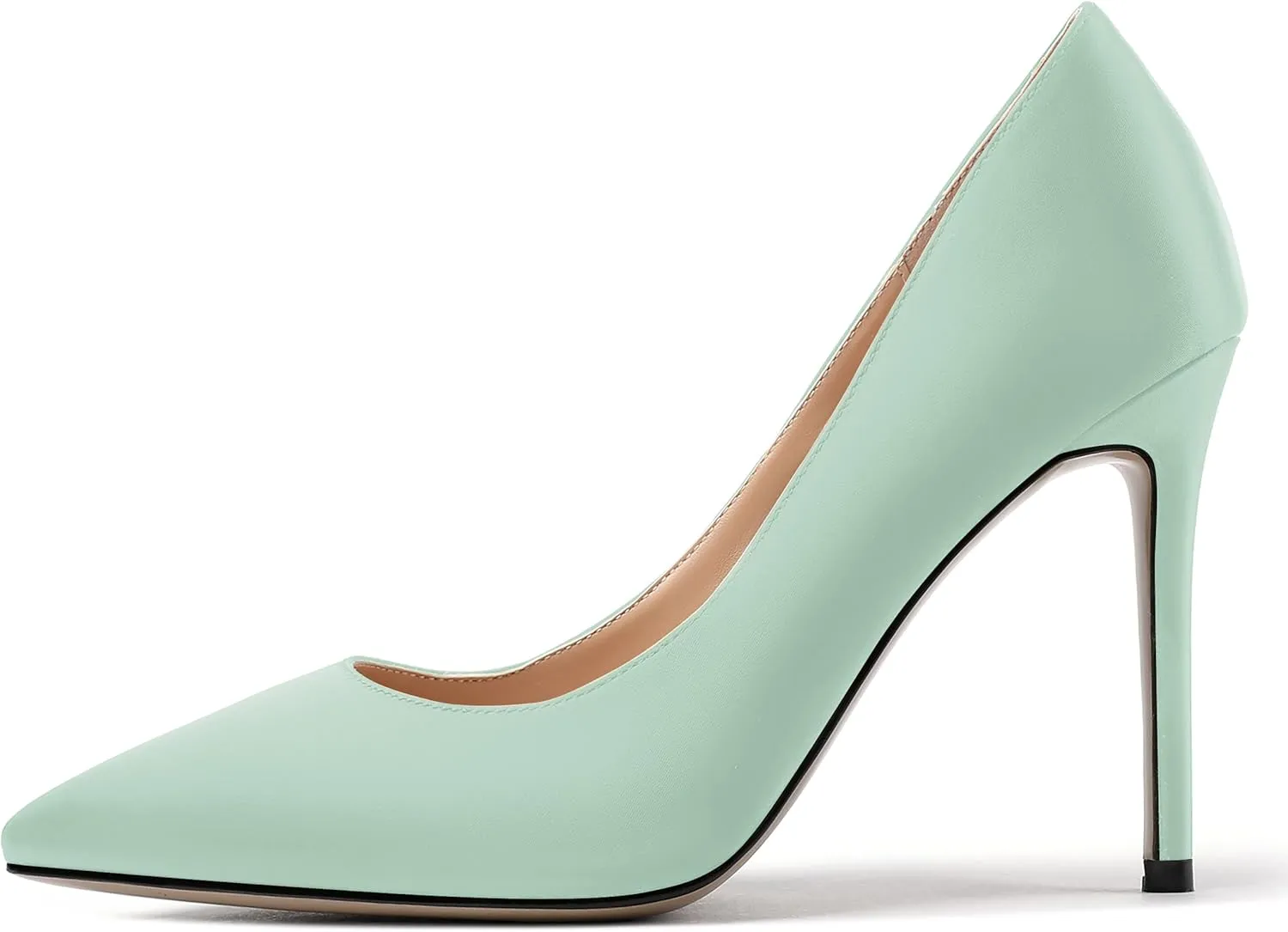 MERRORI Womens Pionted Toe Satin Solid Dress Elegant Evening Slip On Stiletto High Heel Pumps Shoes 4 Inch