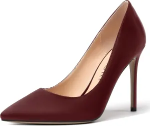 MERRORI Womens Pionted Toe Satin Solid Dress Elegant Evening Slip On Stiletto High Heel Pumps Shoes 4 Inch