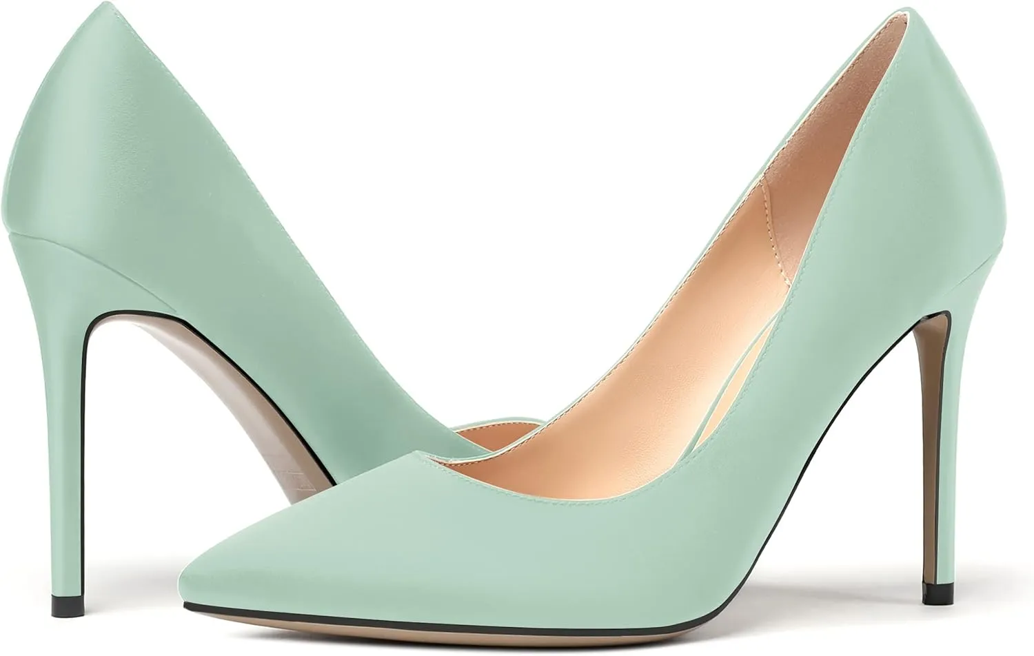MERRORI Womens Pionted Toe Satin Solid Dress Elegant Evening Slip On Stiletto High Heel Pumps Shoes 4 Inch