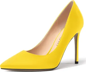 MERRORI Womens Pionted Toe Satin Solid Dress Elegant Evening Slip On Stiletto High Heel Pumps Shoes 4 Inch