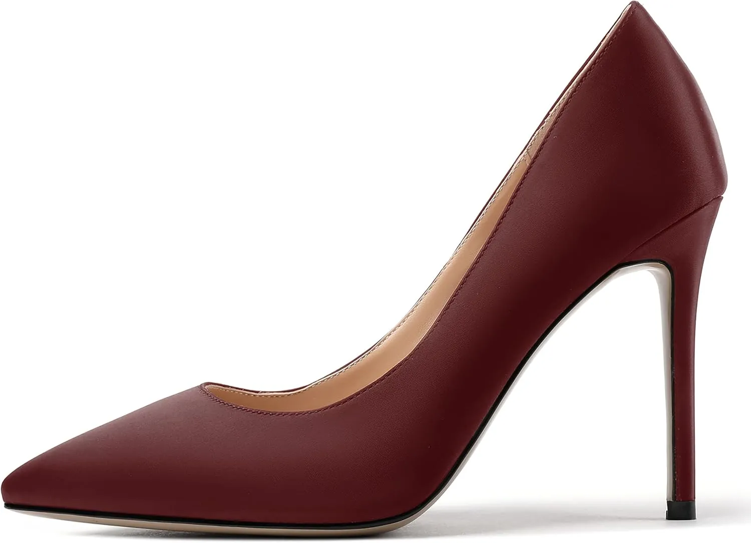 MERRORI Womens Pionted Toe Satin Solid Dress Elegant Evening Slip On Stiletto High Heel Pumps Shoes 4 Inch