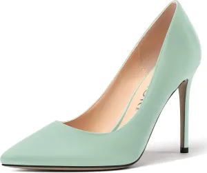 MERRORI Womens Pionted Toe Satin Solid Dress Elegant Evening Slip On Stiletto High Heel Pumps Shoes 4 Inch