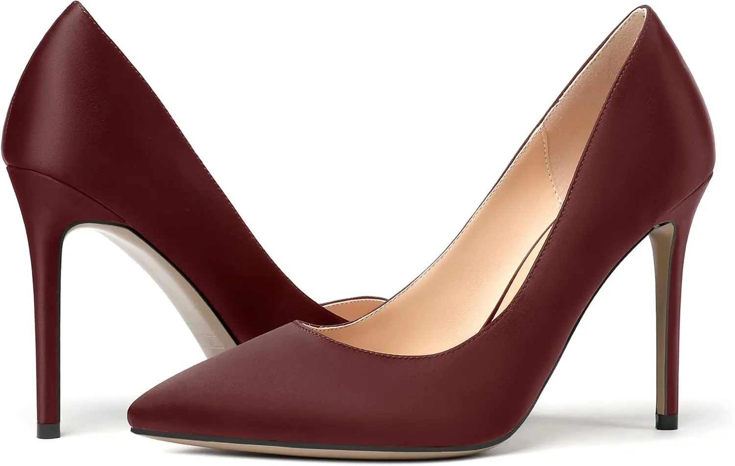 MERRORI Womens Pionted Toe Satin Solid Dress Elegant Evening Slip On Stiletto High Heel Pumps Shoes 4 Inch