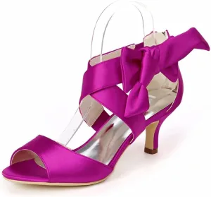 Mid Heels Wedding Sandals for Bride Open Toe Bowknot Formal Party Dress Women Summer Shoes 43