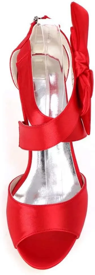 Mid Heels Wedding Sandals for Bride Open Toe Bowknot Formal Party Dress Women Summer Shoes 43