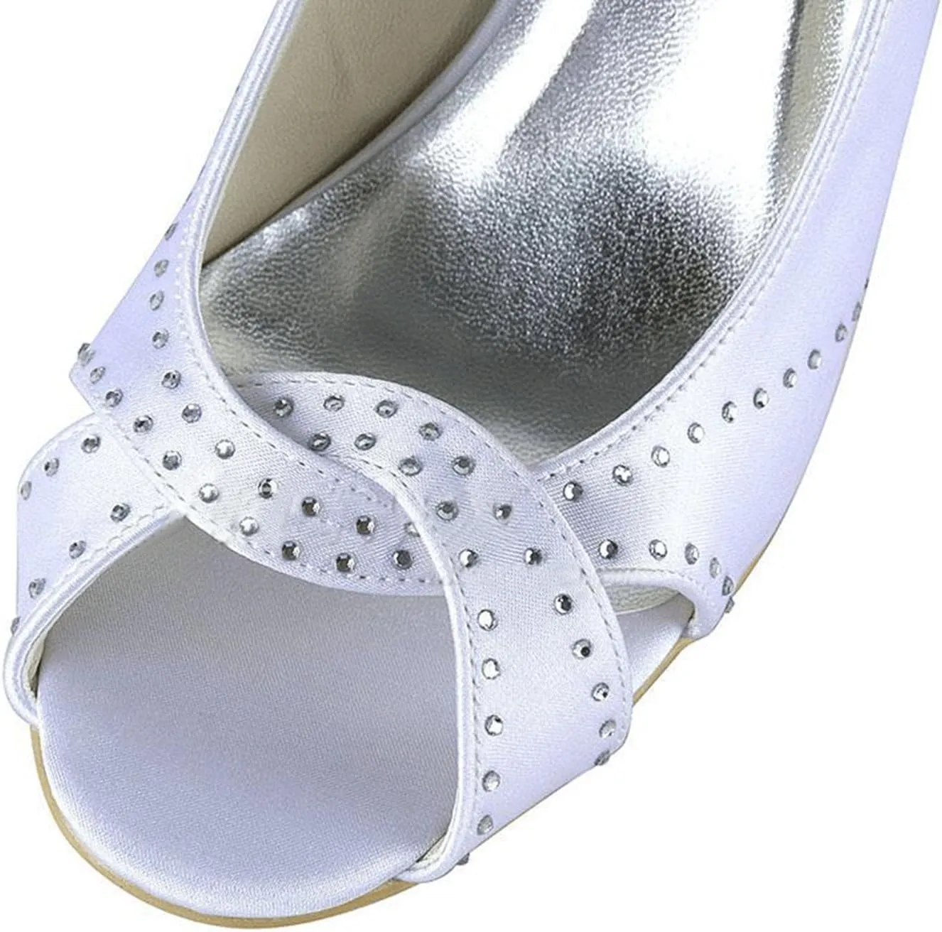 Minishion Girls Womens Crystals Wedge High Heel Bridal Wedding Sandals