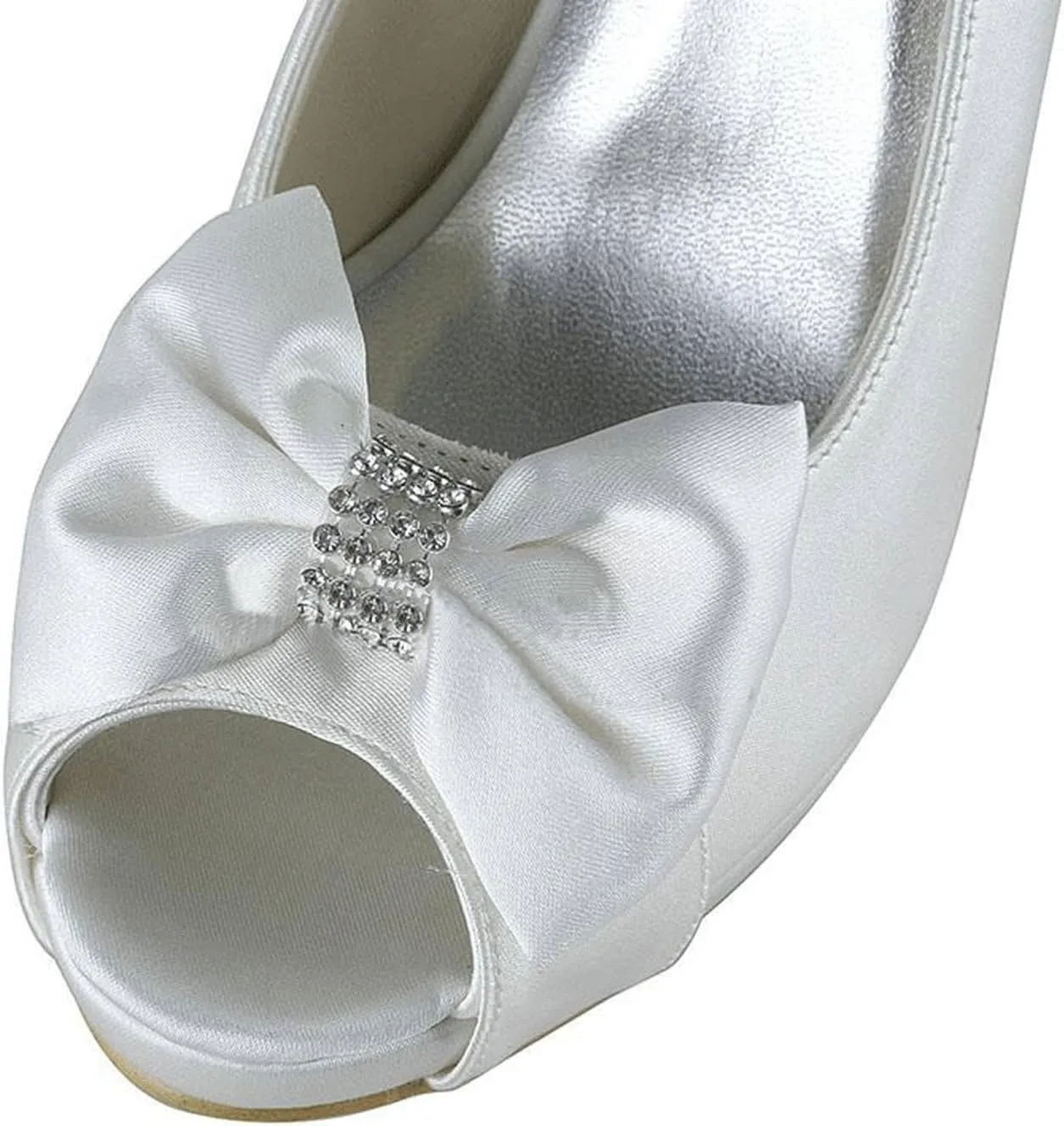 Minishion Girls Womens Knot Crystals Satin Bridal Wedding Sandals High Heel Prom Shoes