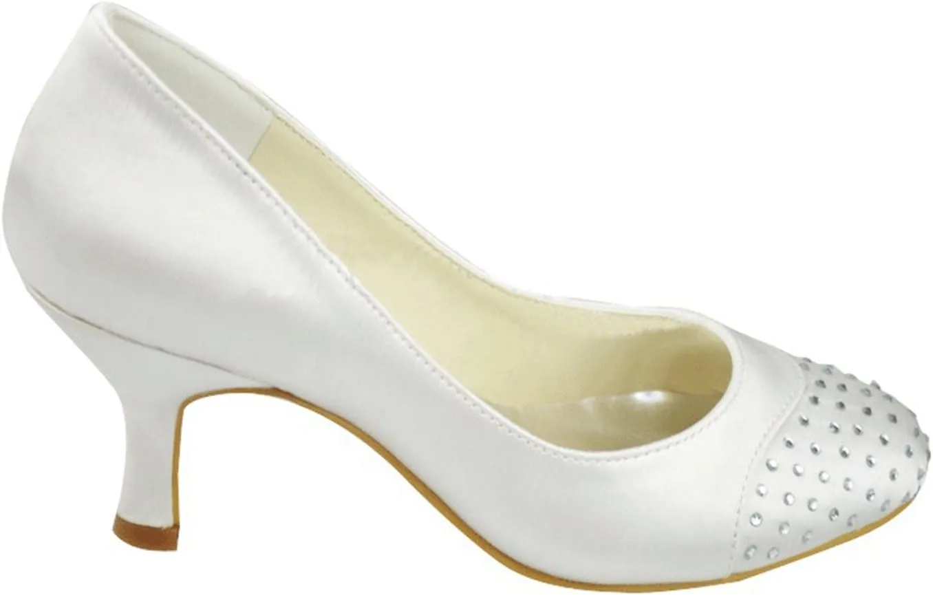 Minishion Girls Womens Knot Crystals Satin Bridal Wedding Sandals High Heel Prom Shoes