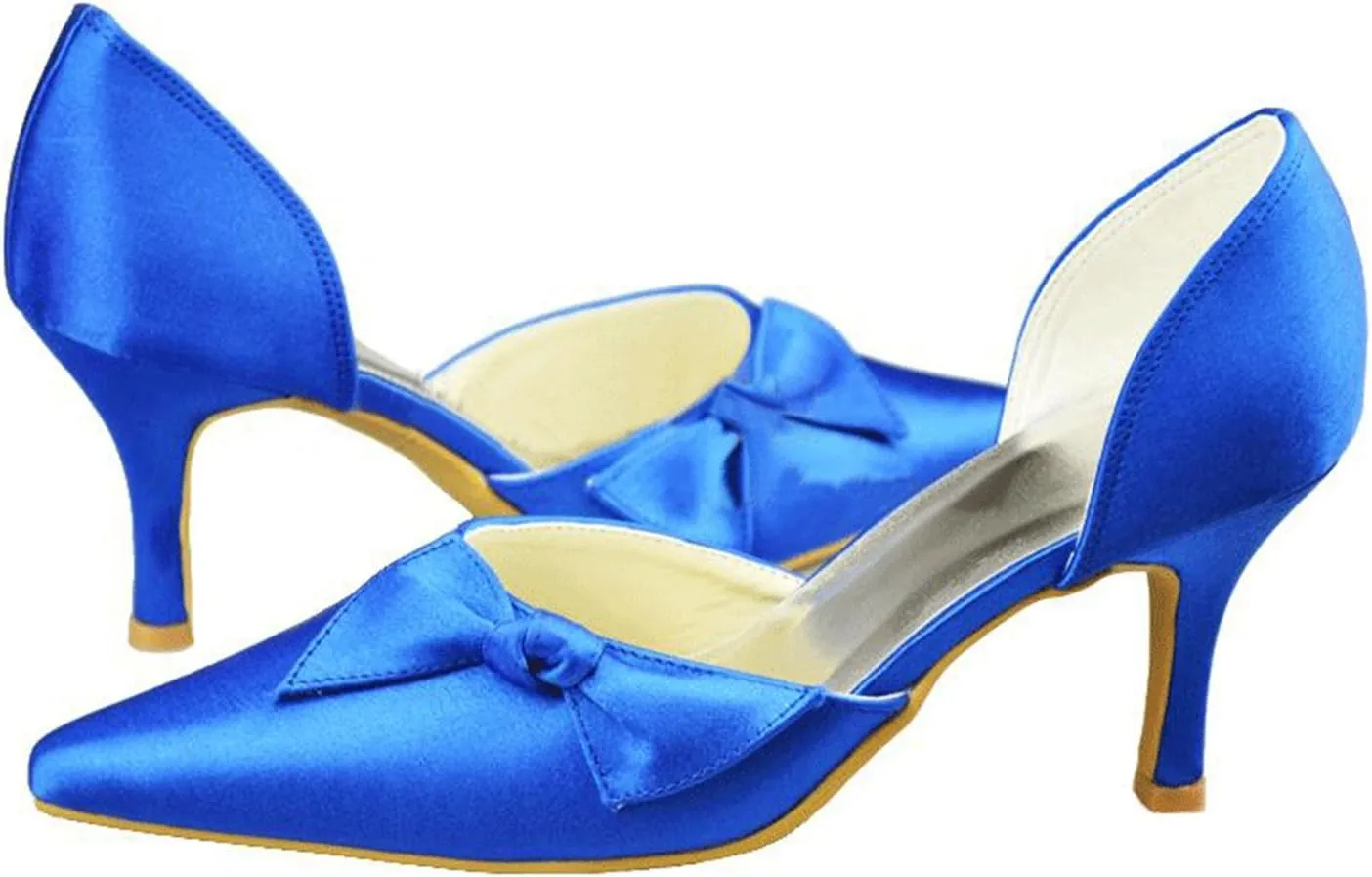 Minishion Girls Womens Knot Slip-on Satin Bridal Wedding Formal Party Pumps Shoes