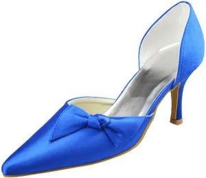 Minishion Girls Womens Knot Slip-on Satin Bridal Wedding Formal Party Pumps Shoes