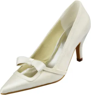 Minishion Girls Womens Pointed Toe Slip-on Satin Bridal Wedding Shoes