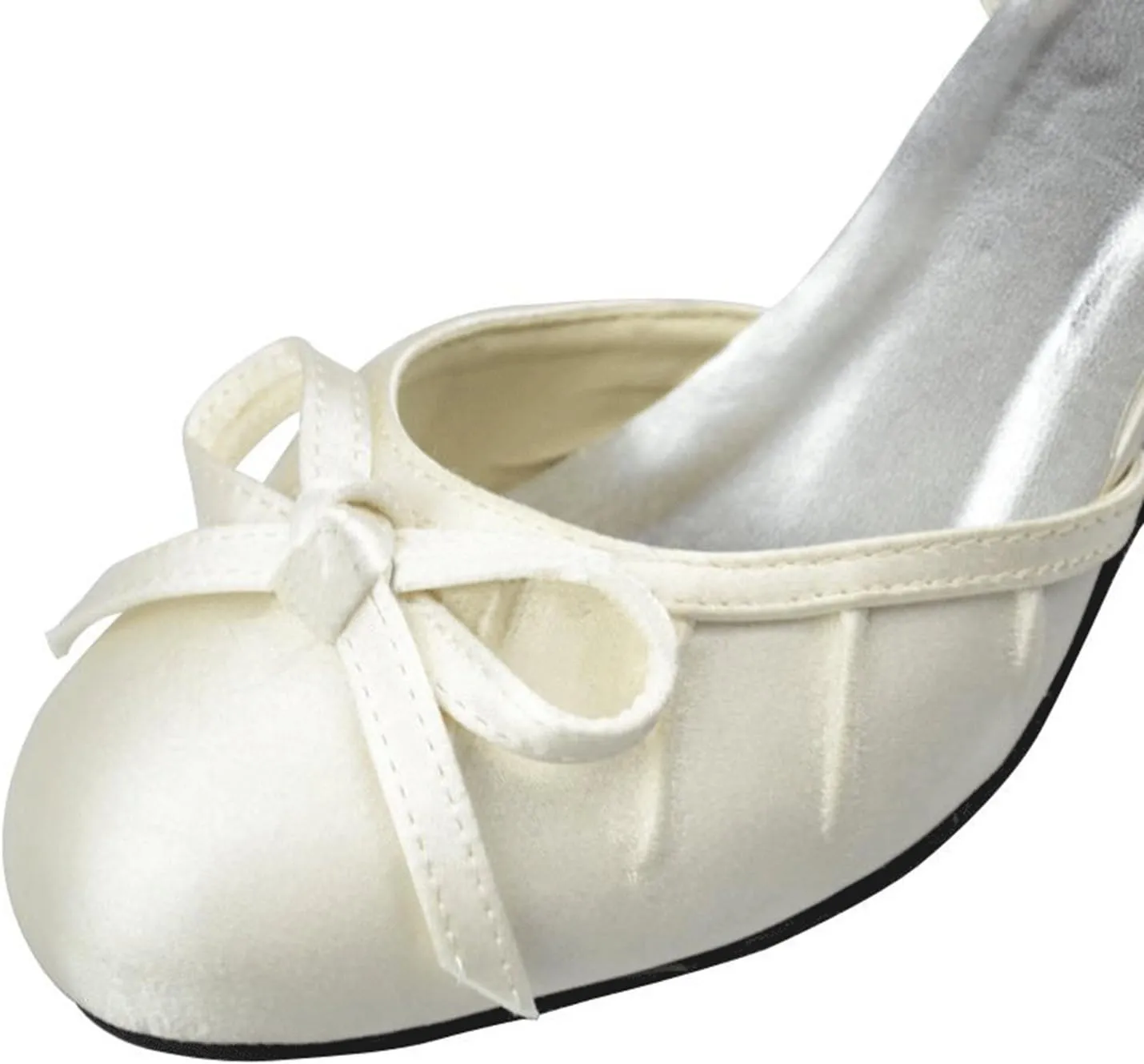 Minishion Girls Womens Round Toe Knot Satin Wedding Party Prom Pumps Shoes