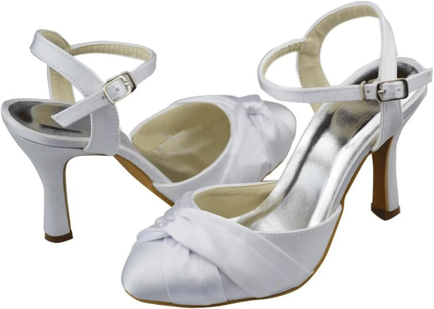 Minishion Girls Womens Slingback Satin Bridal Wedding Shoes Prom Party Pumps