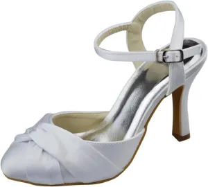 Minishion Girls Womens Slingback Satin Bridal Wedding Shoes Prom Party Pumps