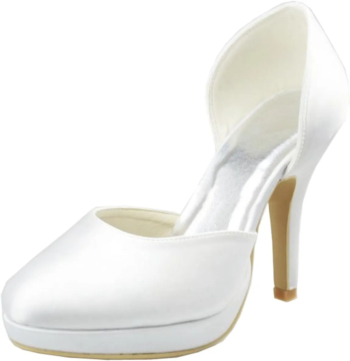 Minishion Girls Womens Slip-on Satin Evening Shoes Bridal Wedding Pumps