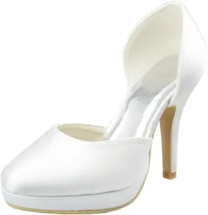 Minishion Girls Womens Slip-on Satin Evening Shoes Bridal Wedding Pumps