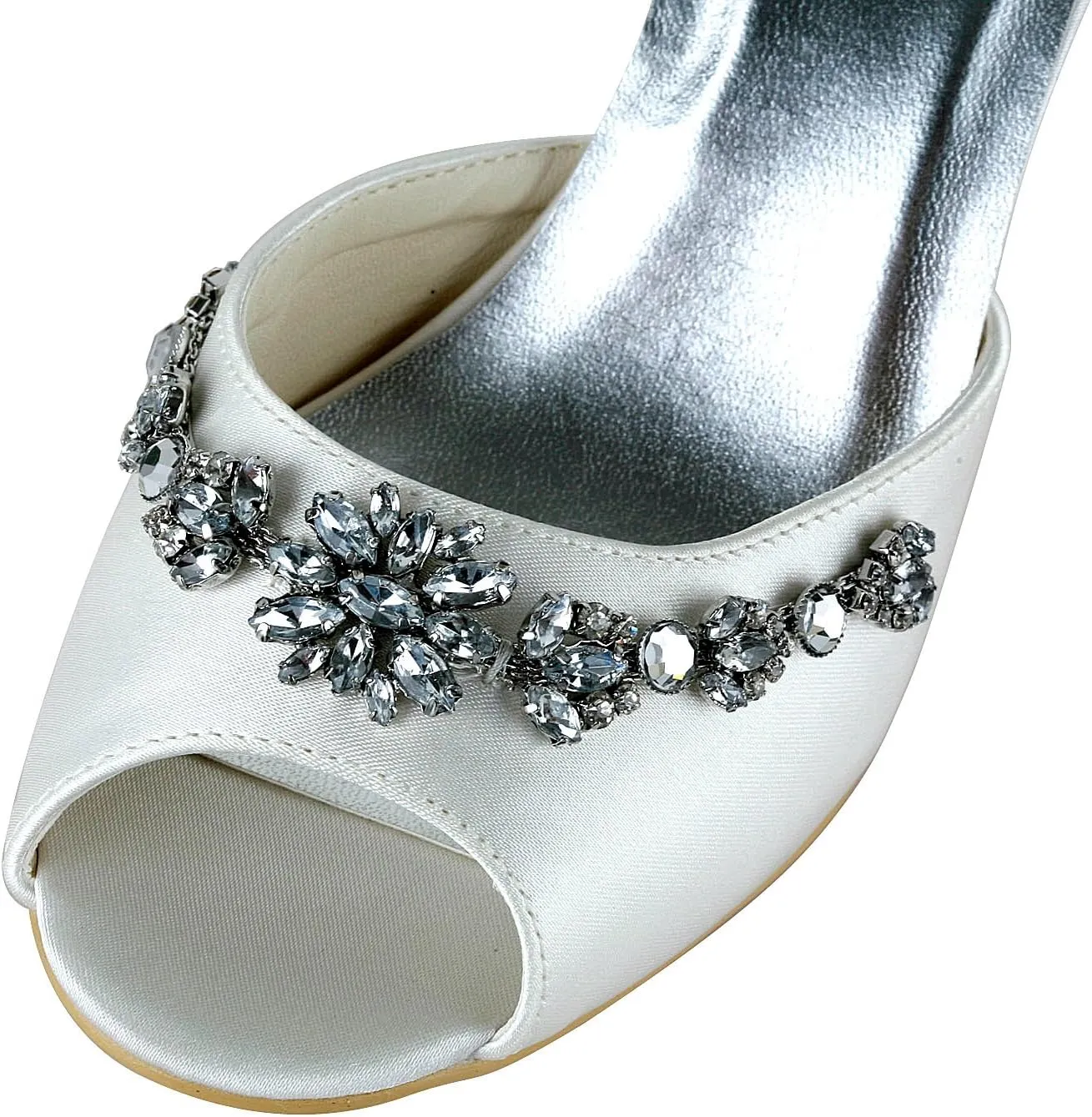 Minishion GYMZ651 Womens Open Toe Stiletto Heel Satin Wedge Bridal Wedding Shoes