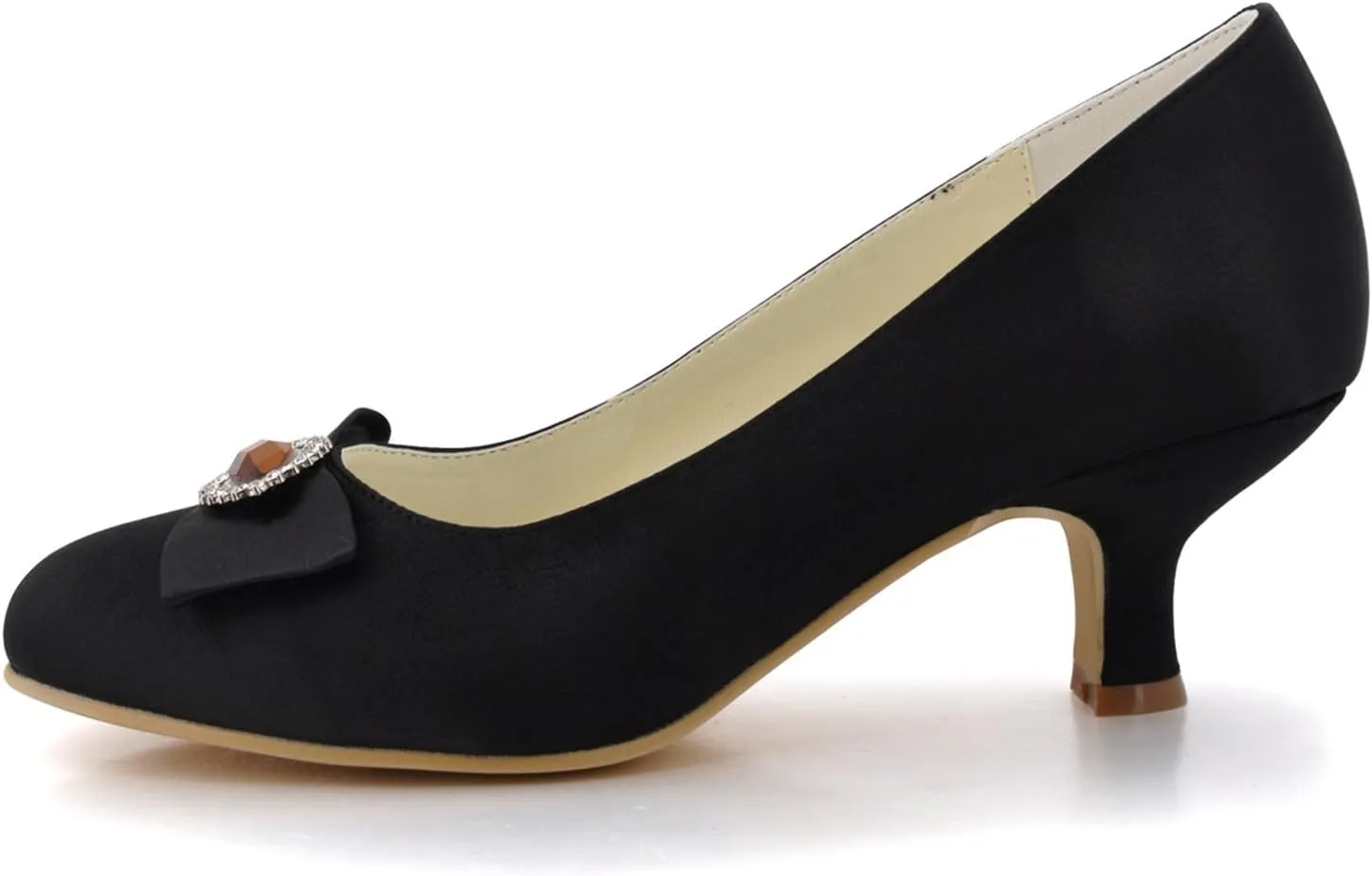 Minishion GYMZ665 Womens Kitten Heel Satin Evening Party Bridal Wedding Jewel Shoes