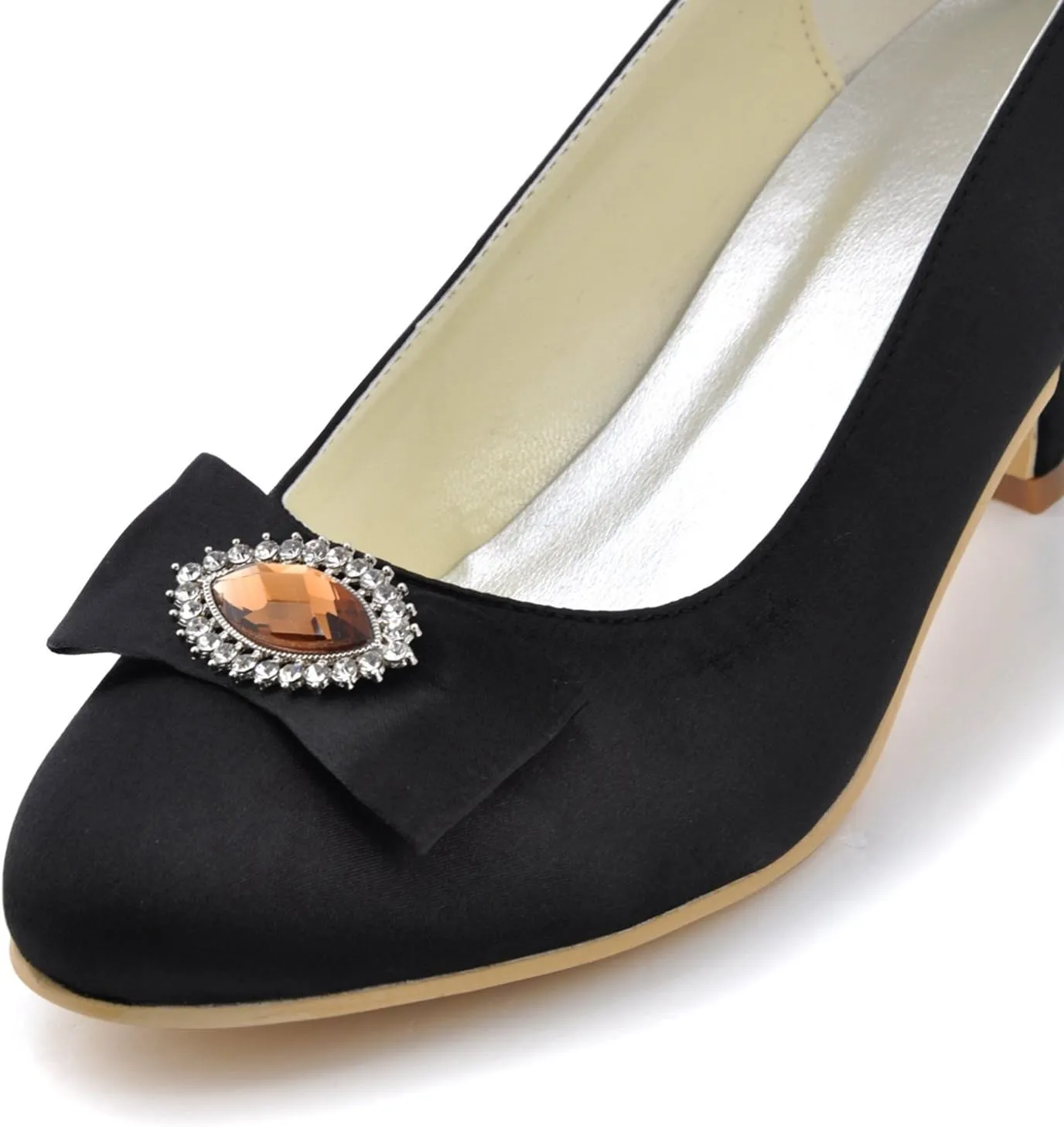 Minishion GYMZ665 Womens Kitten Heel Satin Evening Party Bridal Wedding Jewel Shoes