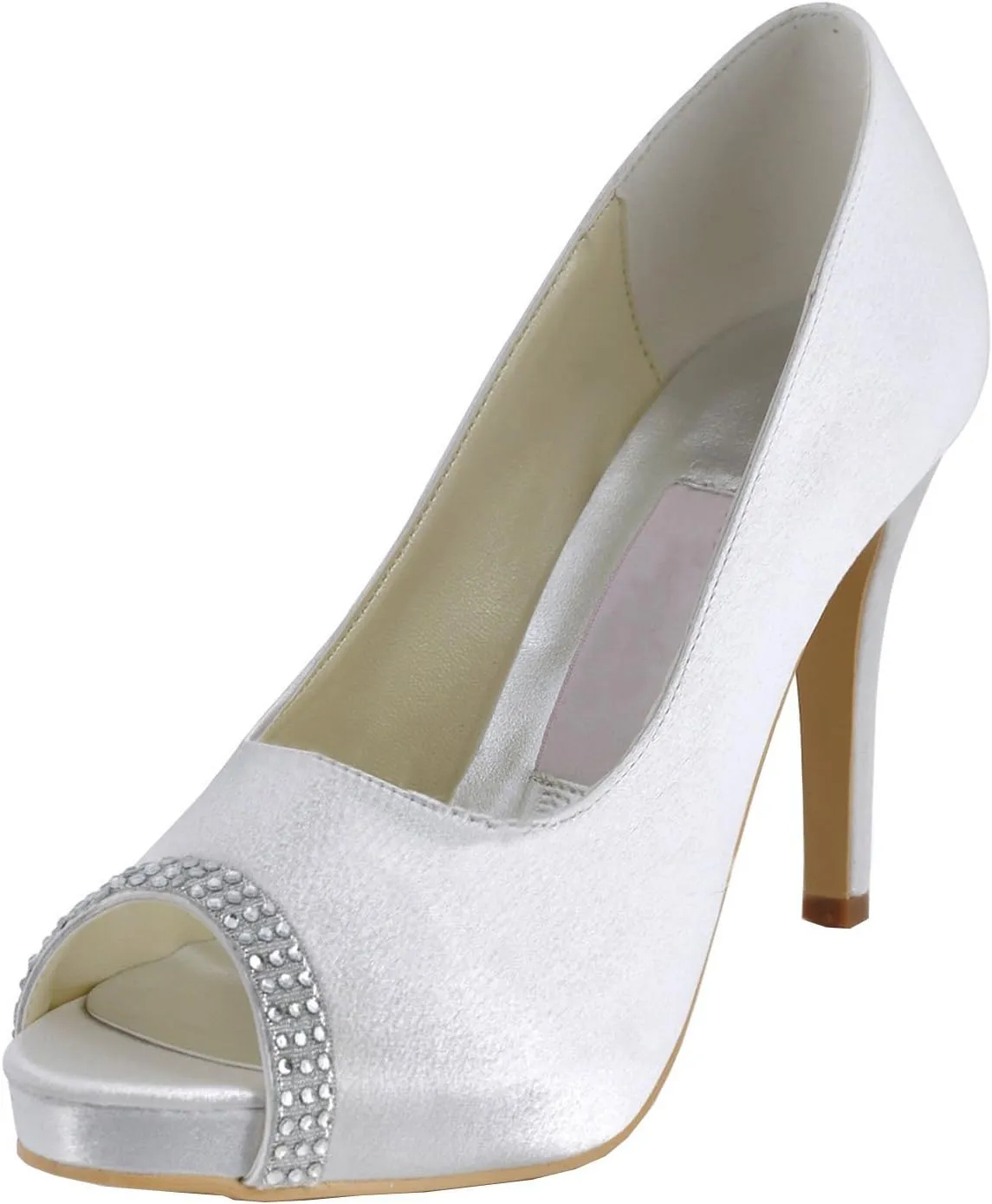 Minishion MZ618 Womens Peep Toe Stiletto Heel Slip on Bridal Wedding Satin Sandals Shoes