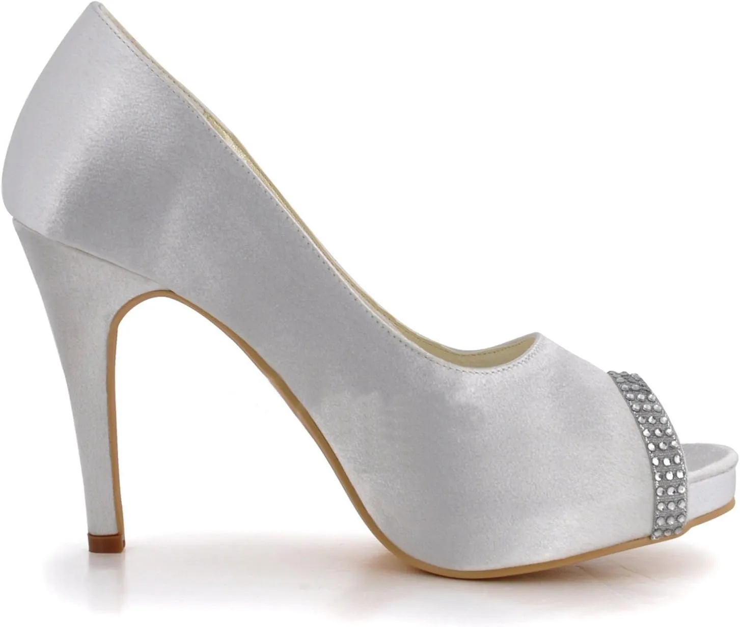Minishion MZ618 Womens Peep Toe Stiletto Heel Slip on Bridal Wedding Satin Sandals Shoes